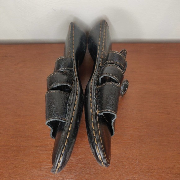 Born Women's Sandals Slip-on Black Leather Size 7 Open Toe Buckle - Picture 4 of 8